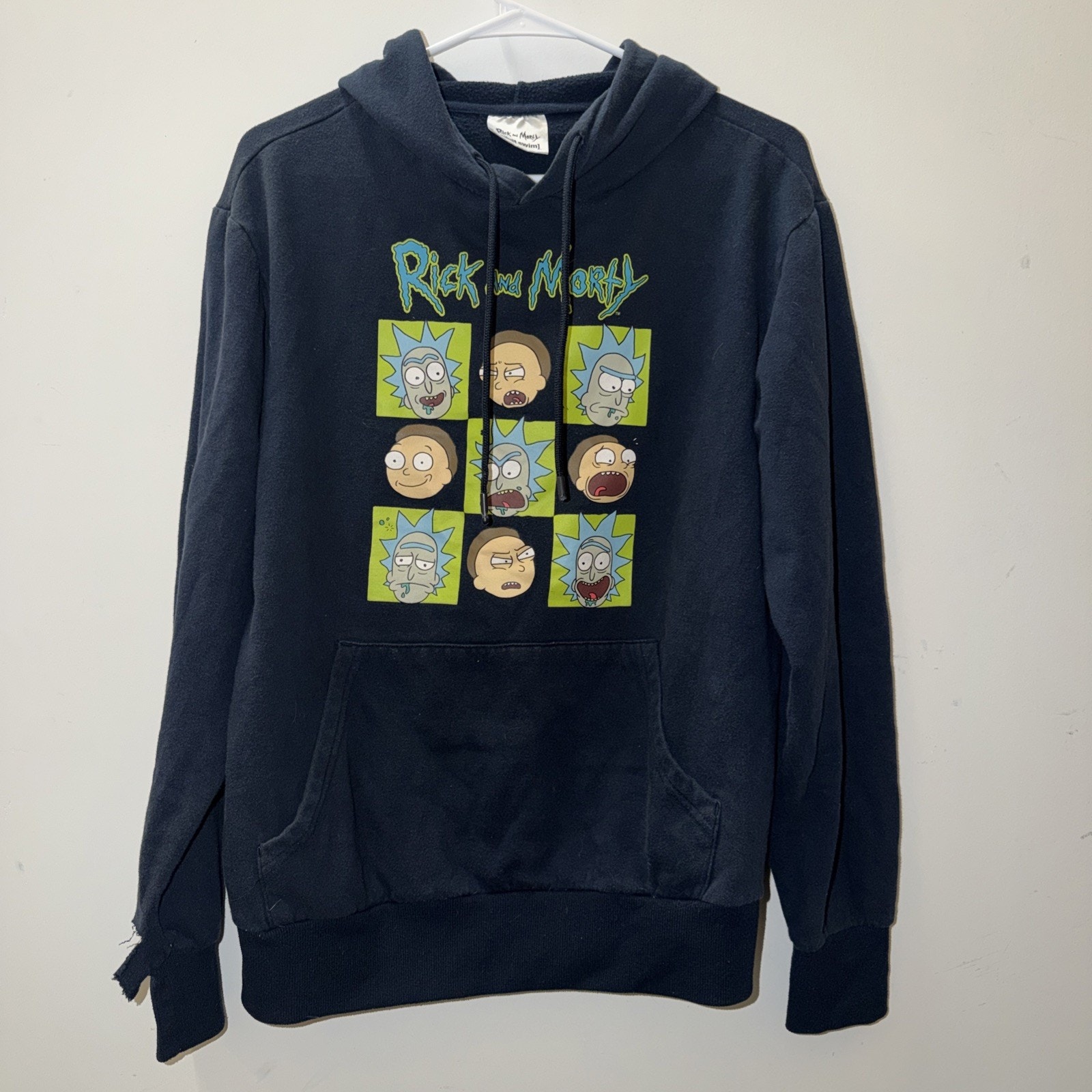 Rick And Morty Adult Swim Blue Pullover Hoodie Size Xl